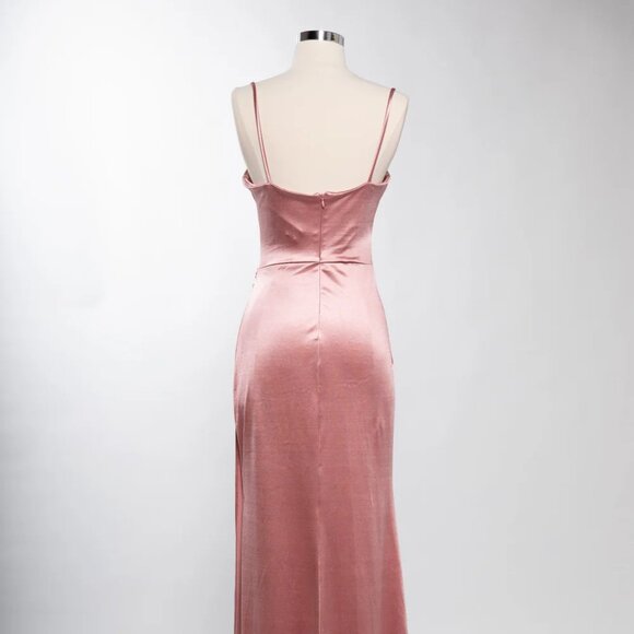 NEW LONG FORMAL SLEEVELESS SHEATH SOLID PROM DRESS W/ GATHERED WAISTLINE TC D601 - Picture 6 of 8